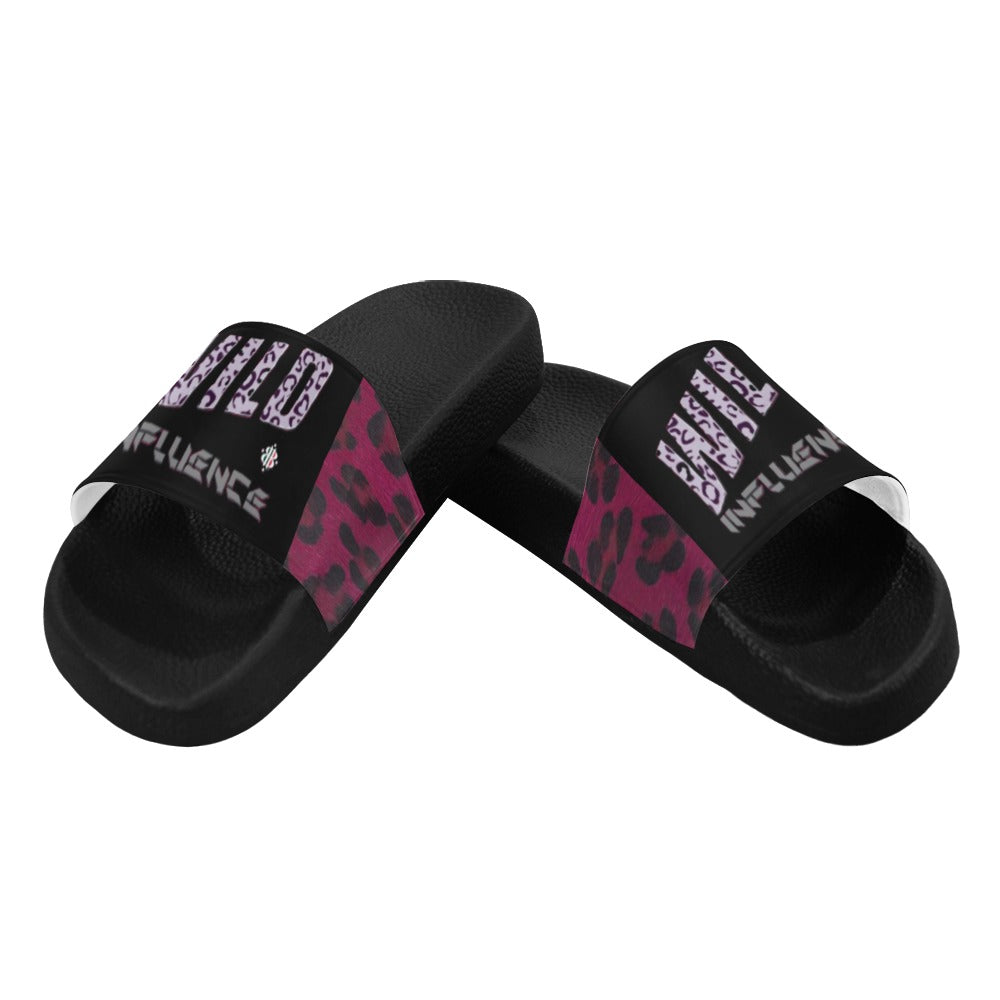 BOOJI ITALY WILD INFLUENCE LEOPARD LOGO WOMEN'S BLACK SOLE SLIDES