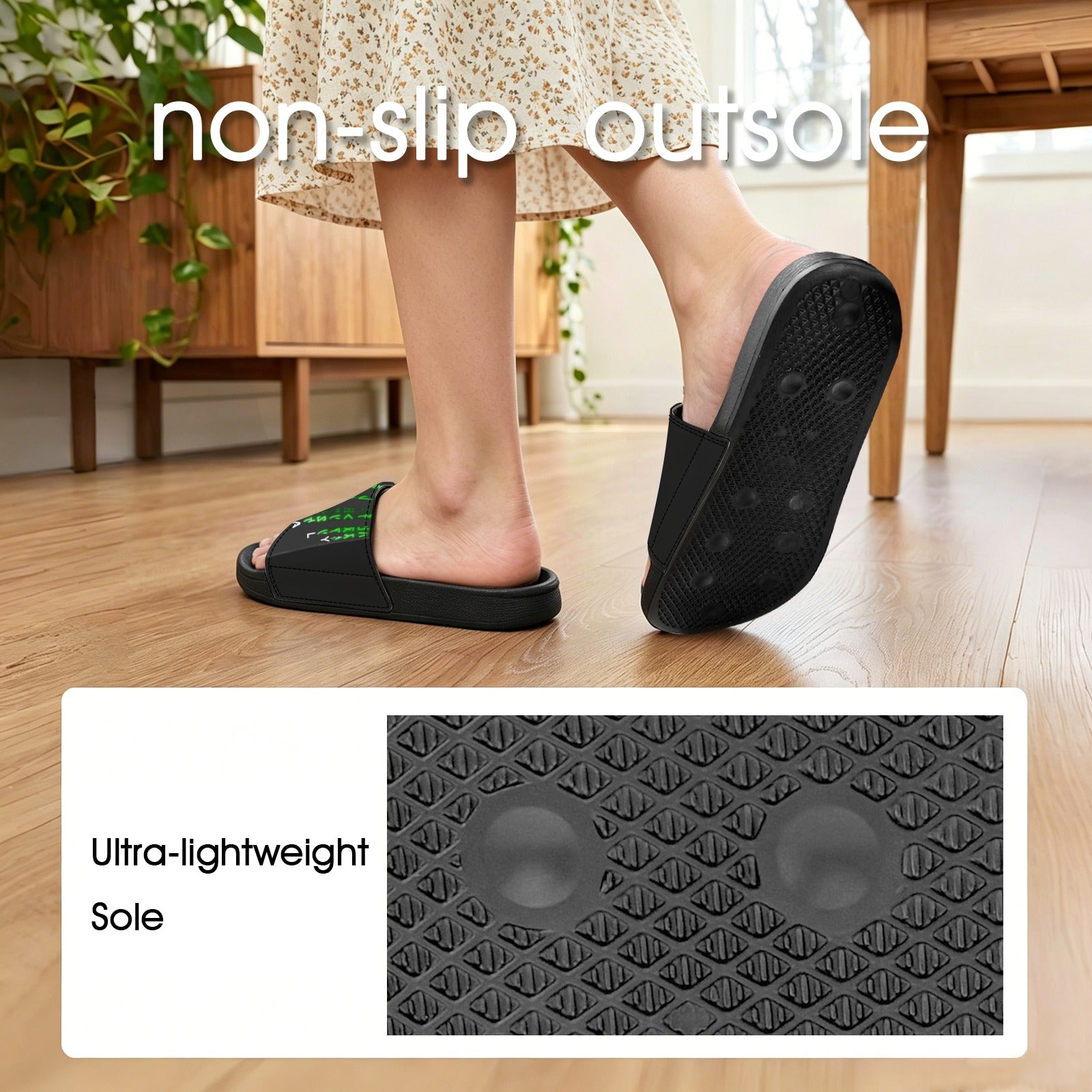 BOOJI ITALY SUPER POSITION MATRIX COLLECTION WOMEN'S BLACK SOLE SLIDES