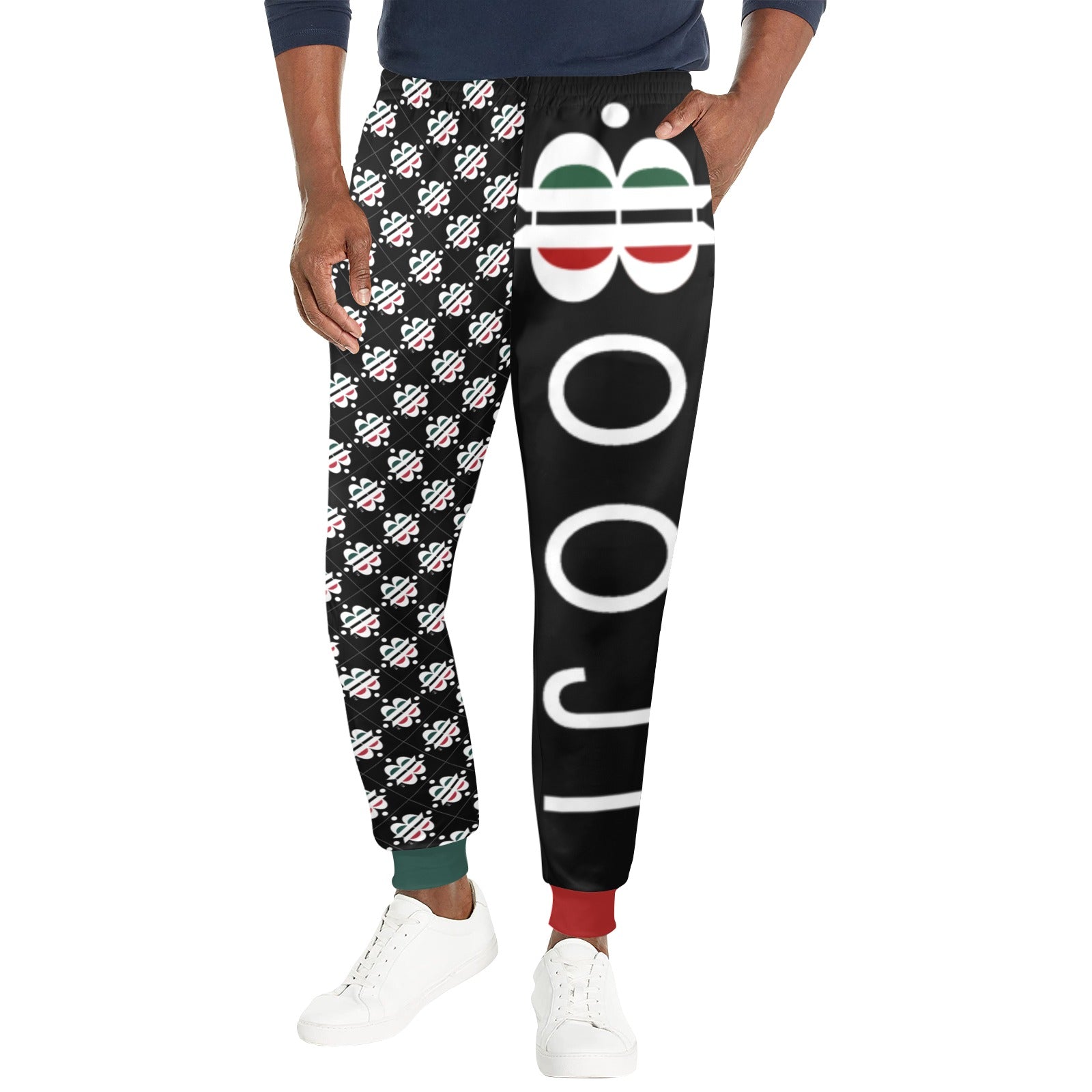 BOOJI LOGO PATTERN BLACK Men's Casual Track Pants (Model L72)