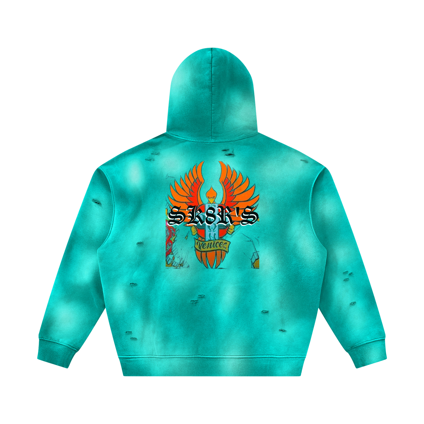 BOOJI ITALY SK8R'S COLLECTION SUNFADED DISTRESSED FLEECE HOODIE
