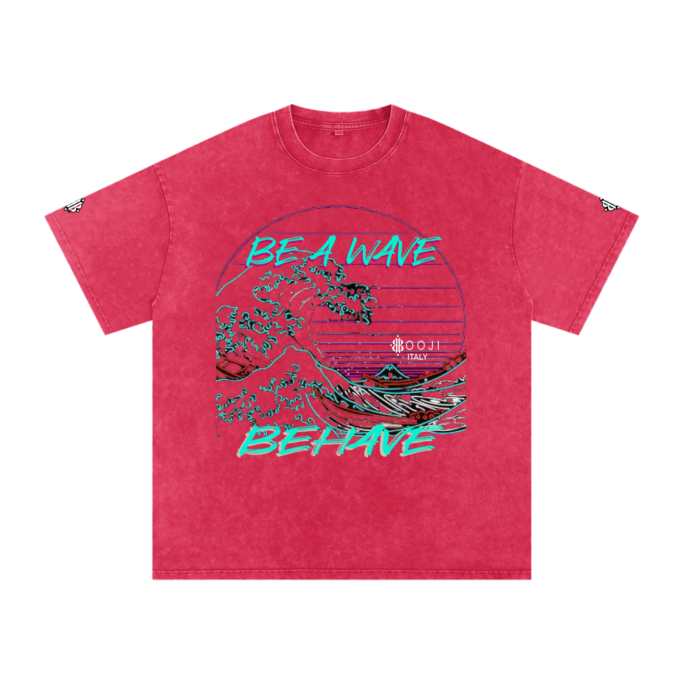 BOOJI ITALY "BE A WAVE, BEHAVE." SNOW WASHED T-SHIRT