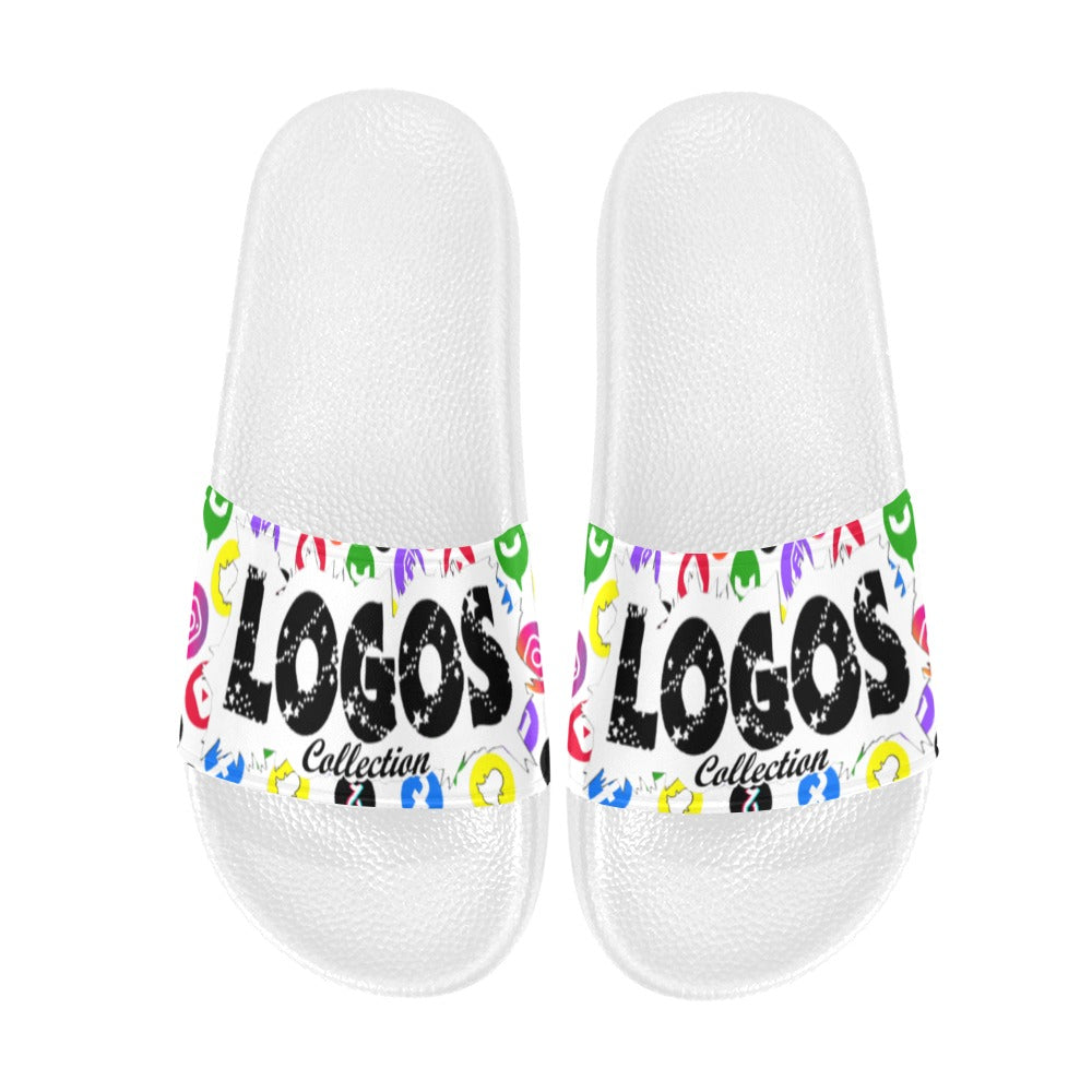BOOJI ITALY LOGOS COLLECTION MEN'S WHITE SOLE SLIDES