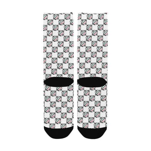 BOOJI ITALY 4 EVER $ LOGO PATTERN WOMEN'S WHITE CREW SOCKS