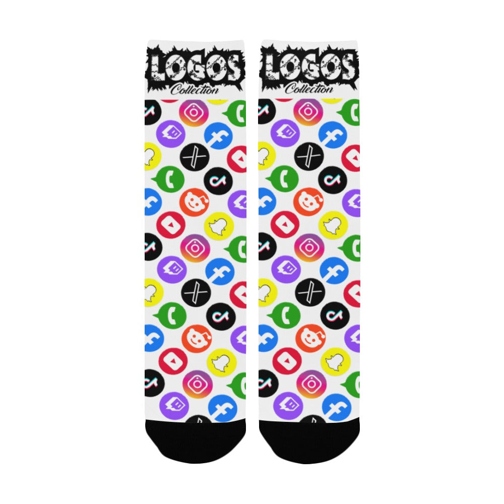 BOOJI ITALY LOGOS COLLECTION WOMEN'S WHITE CREW SOCKS Women's Custom Socks