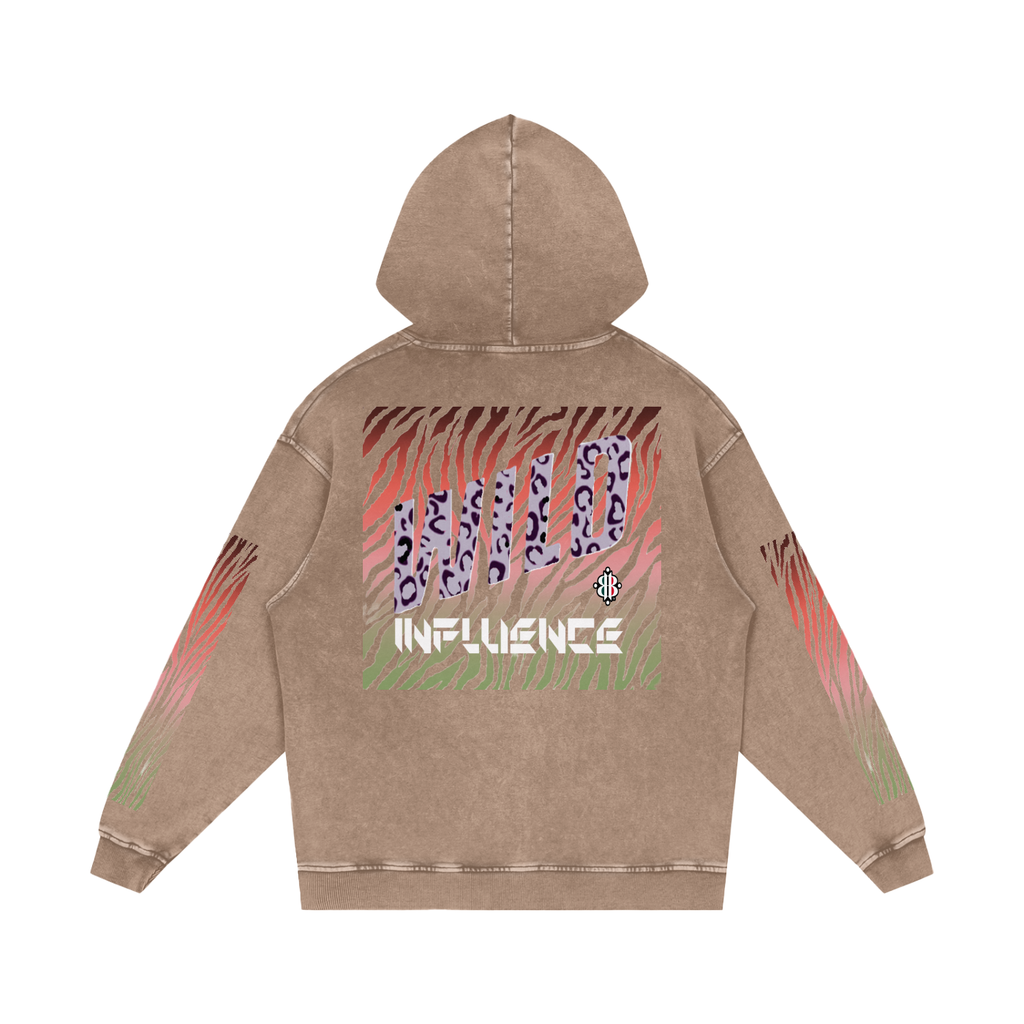 BOOJI ITALY WILD INFLUENCE COLLECTION MULTI-COLOR ZEBRA SNOW WASHED HOODIE