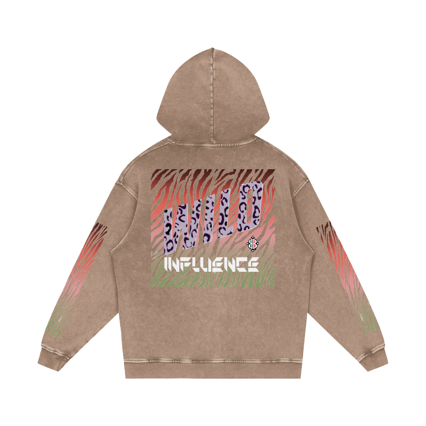 BOOJI ITALY WILD INFLUENCE COLLECTION MULTI-COLOR ZEBRA SNOW WASHED HOODIE