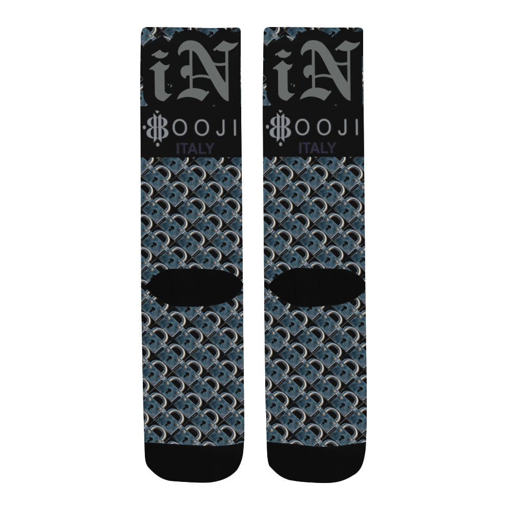 BOOJI ITALY LOCK IN MEN'S BLACK TUBE SOCKS GANGSTER GREY
