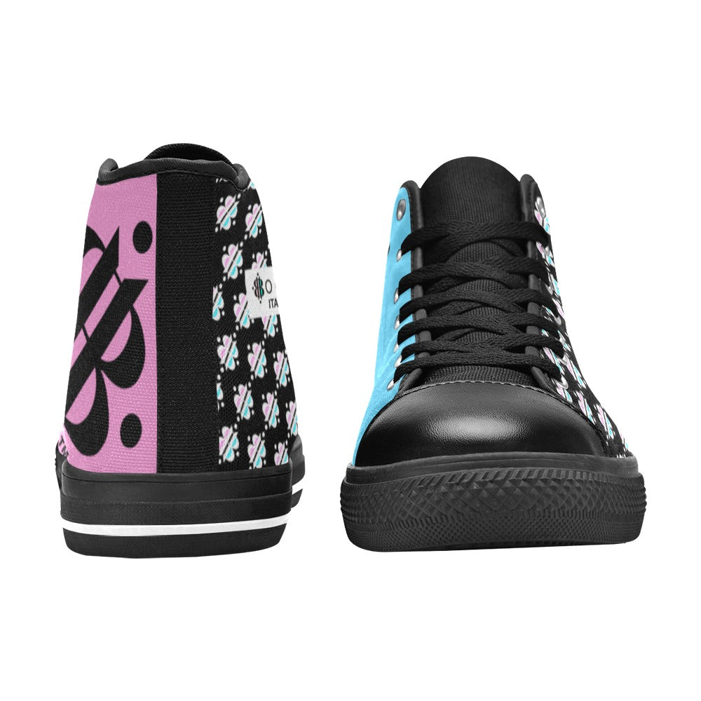 BOOJI INVERTED LOGO FLAG BLACK Men's High Top Canvas Shoes (Model 017)
