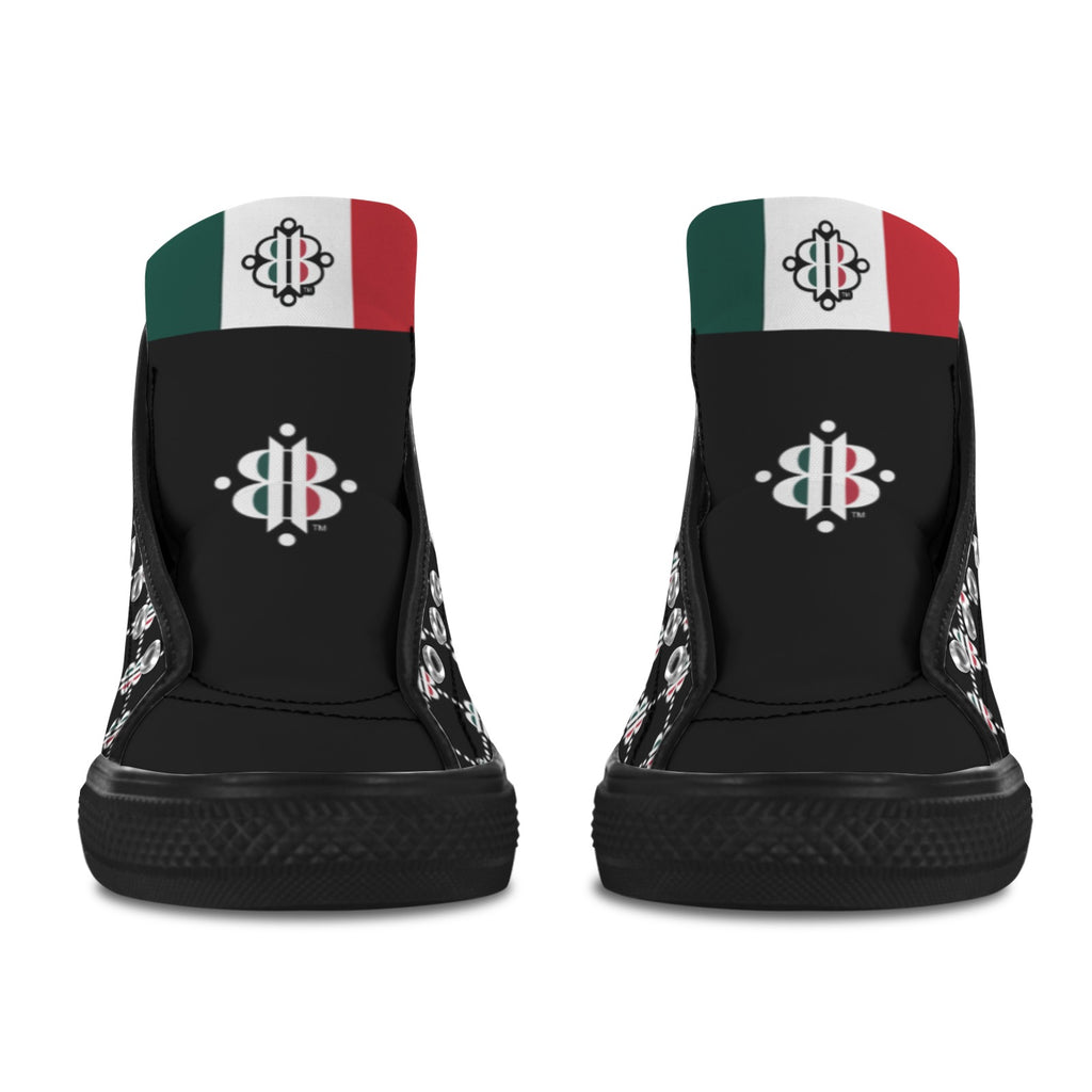 BOOJI LOGO PATTERN BLACK Vancouver High Top Canvas Women's Shoes (Model1013-1)