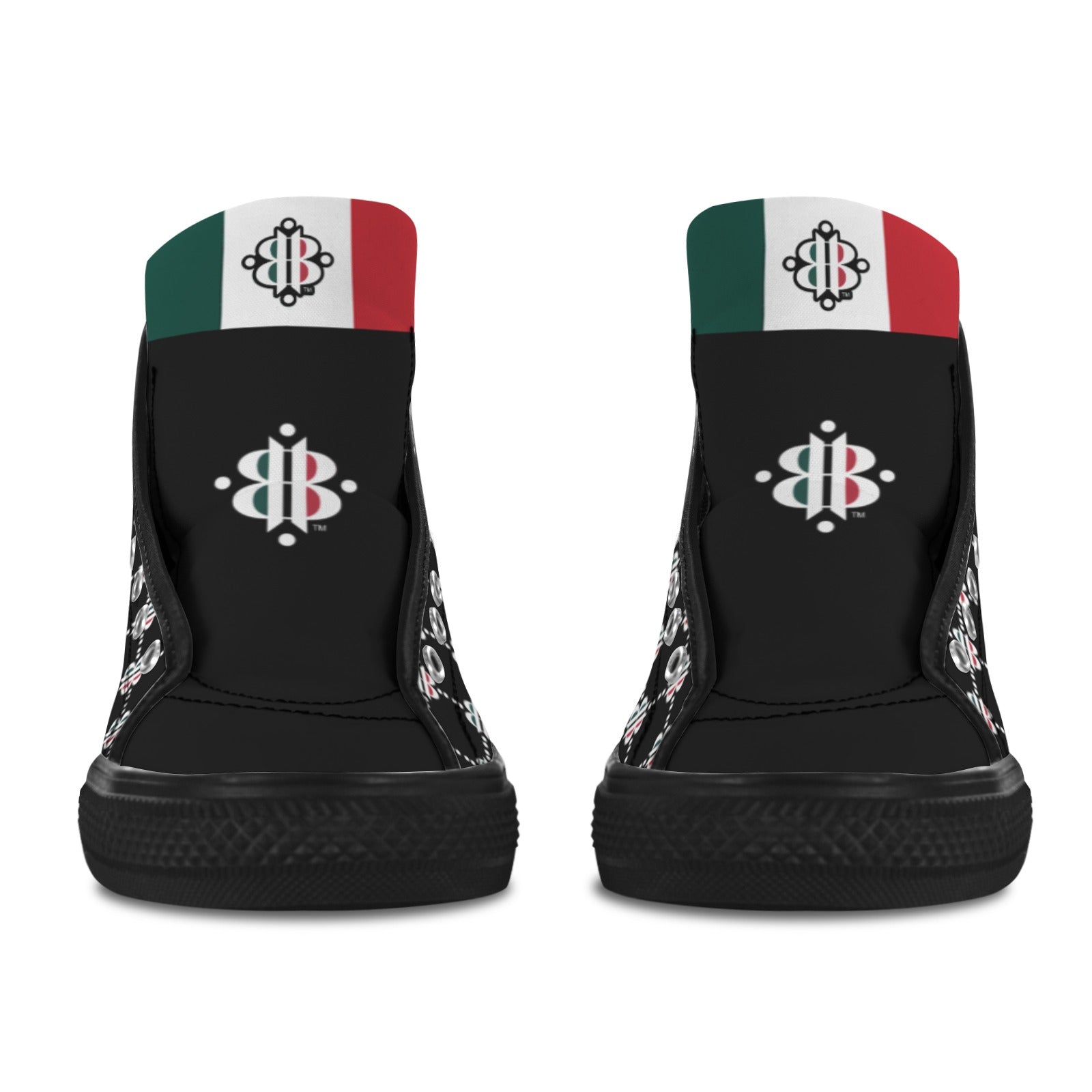 BOOJI LOGO PATTERN BLACK Vancouver High Top Canvas Women's Shoes (Model1013-1)