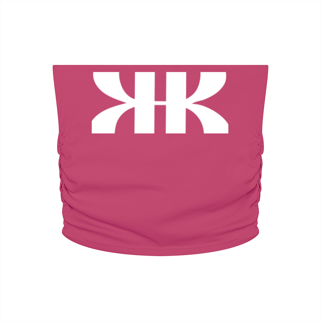 BOOJI ITALY 4 EVER $ LOGO WOMEN'S RUCHED CROPPED YOGA TUBE TOP