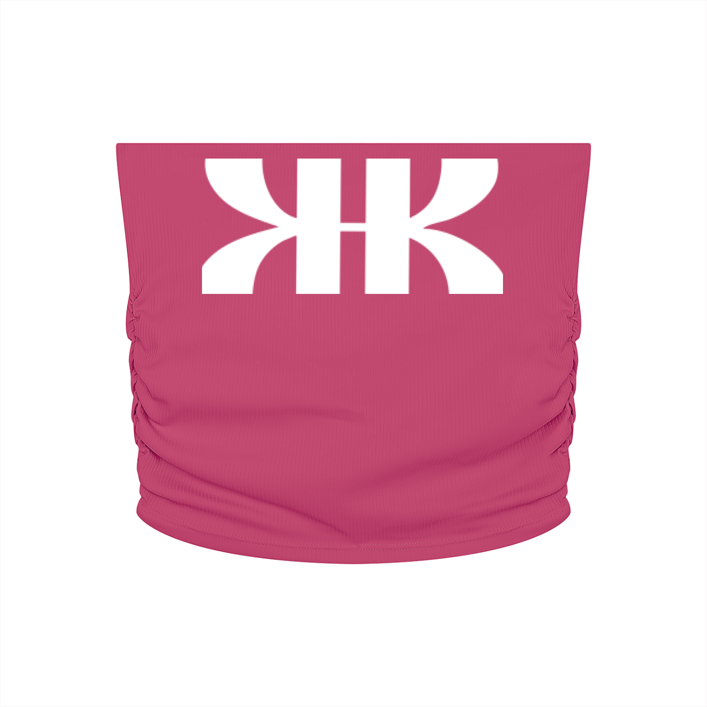 BOOJI ITALY 4 EVER $ LOGO WOMEN'S RUCHED CROPPED YOGA TUBE TOP