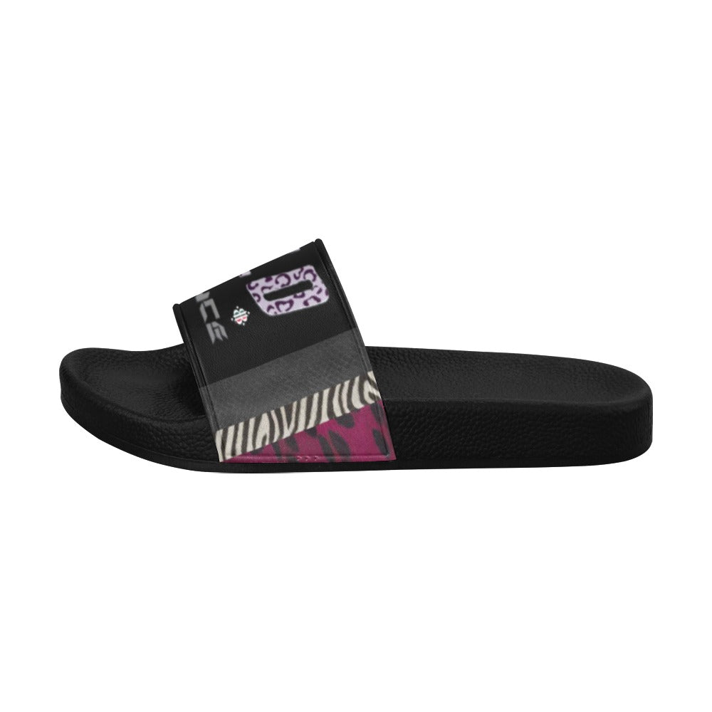 BOOJI ITALY WILD INFLUENCE FULL ZOO LOGO MEN'S BLACK SOLE SLIDES