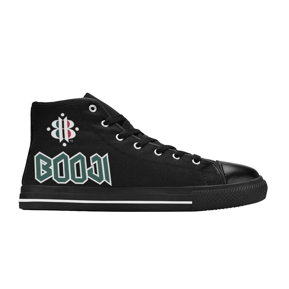 BOOJI LOGO ITALIAN FLAG DOUBLE BLACK Men's High Top Canvas Shoes (Model 017)