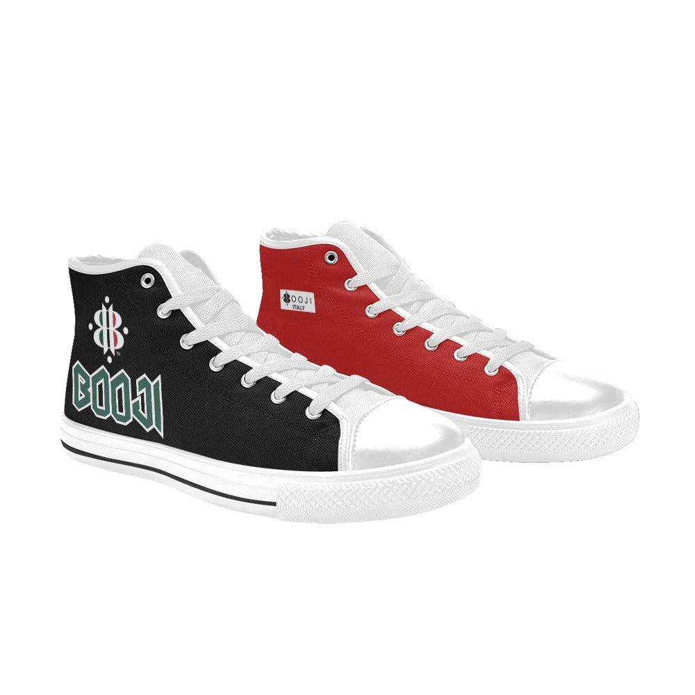 BOOJI LOGO ITALIAN FLAG WHITE Men's High Top Canvas Shoes (Model 017)