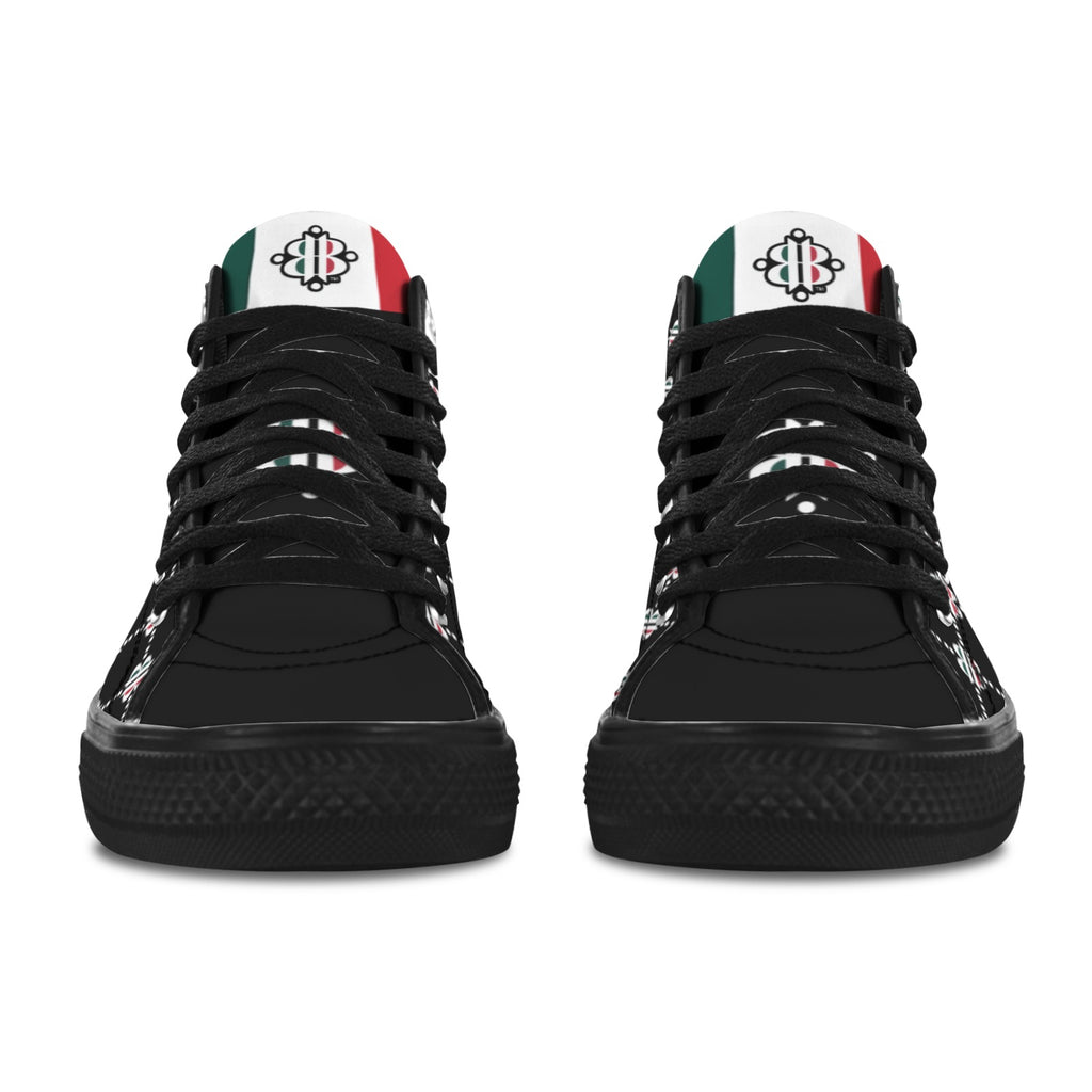 BOOJI LOGO PATTERN BLACK Vancouver High Top Canvas Women's Shoes (Model1013-1)