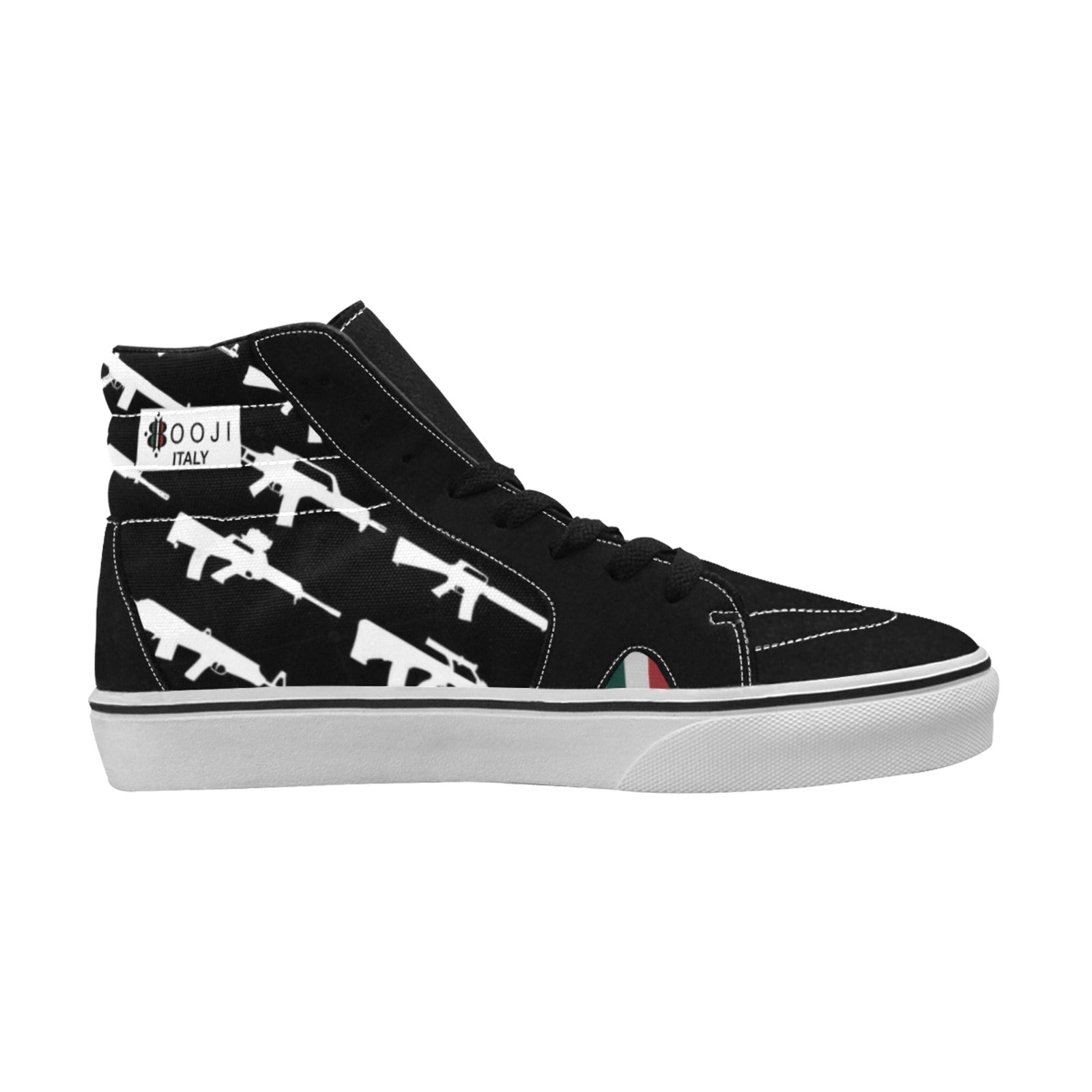 BOOJI ITALY "CLICK BANG COLLECTION" BLACK HI TOP SNEAKS