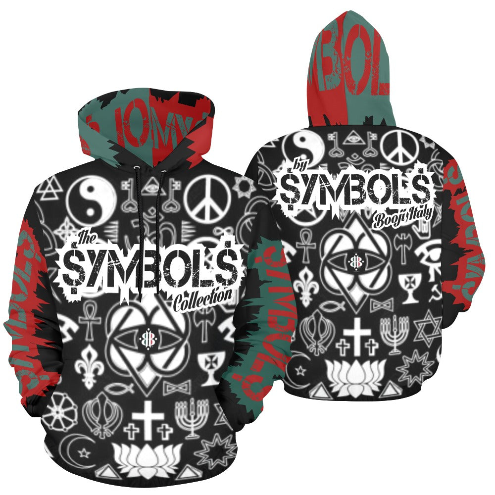 BOOJI SYMBOLS COLLECTION INVERT MENS HOODIE Men's All Over Print Hoodie (USA Size) (Model H13)
