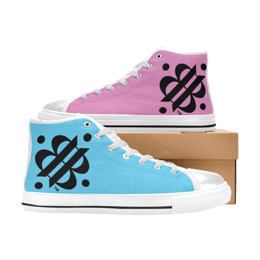 BOOJI INVERTED LOGO FLAG DOUBLE WHITE Men's High Top Canvas Shoes (Model 017)