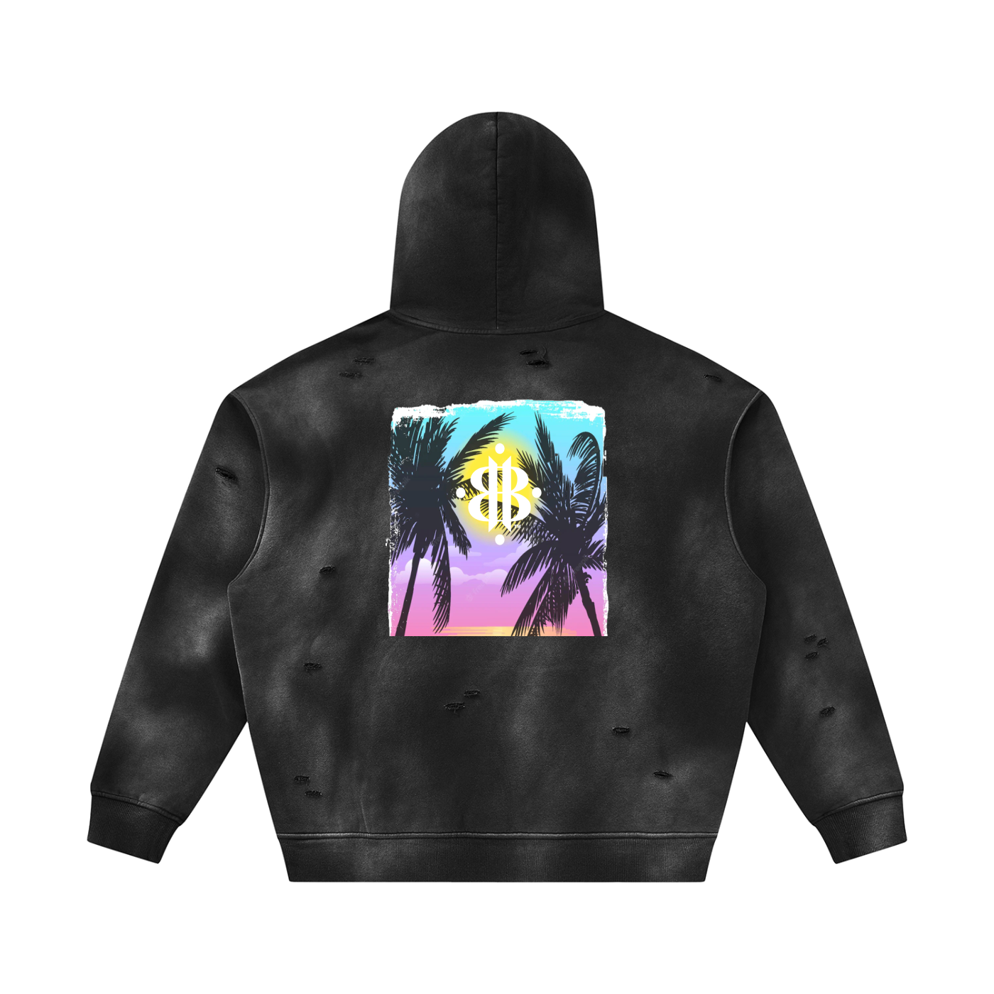 BOOJI ITALY GRAFITTI LOGO SUNFADED FRAYED FLEECE HOODIE