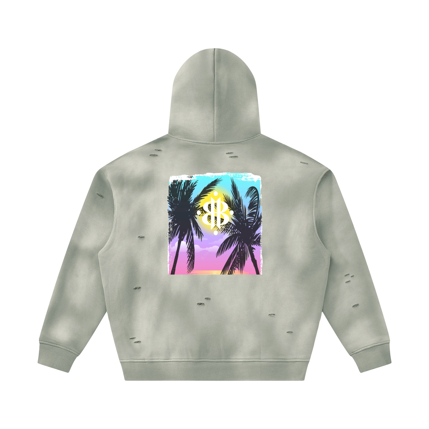 BOOJI ITALY GRAFITTI LOGO SUNFADED FRAYED FLEECE HOODIE