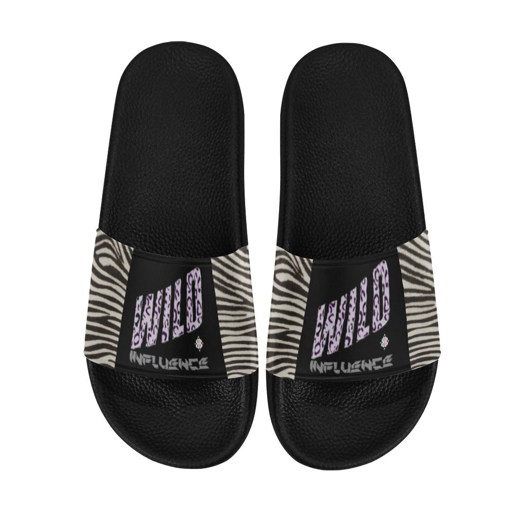 BOOJI ITALY WILD INFLUENCE ZEBRA LOGO WOMEN'S BLACK SOLE SLIDES