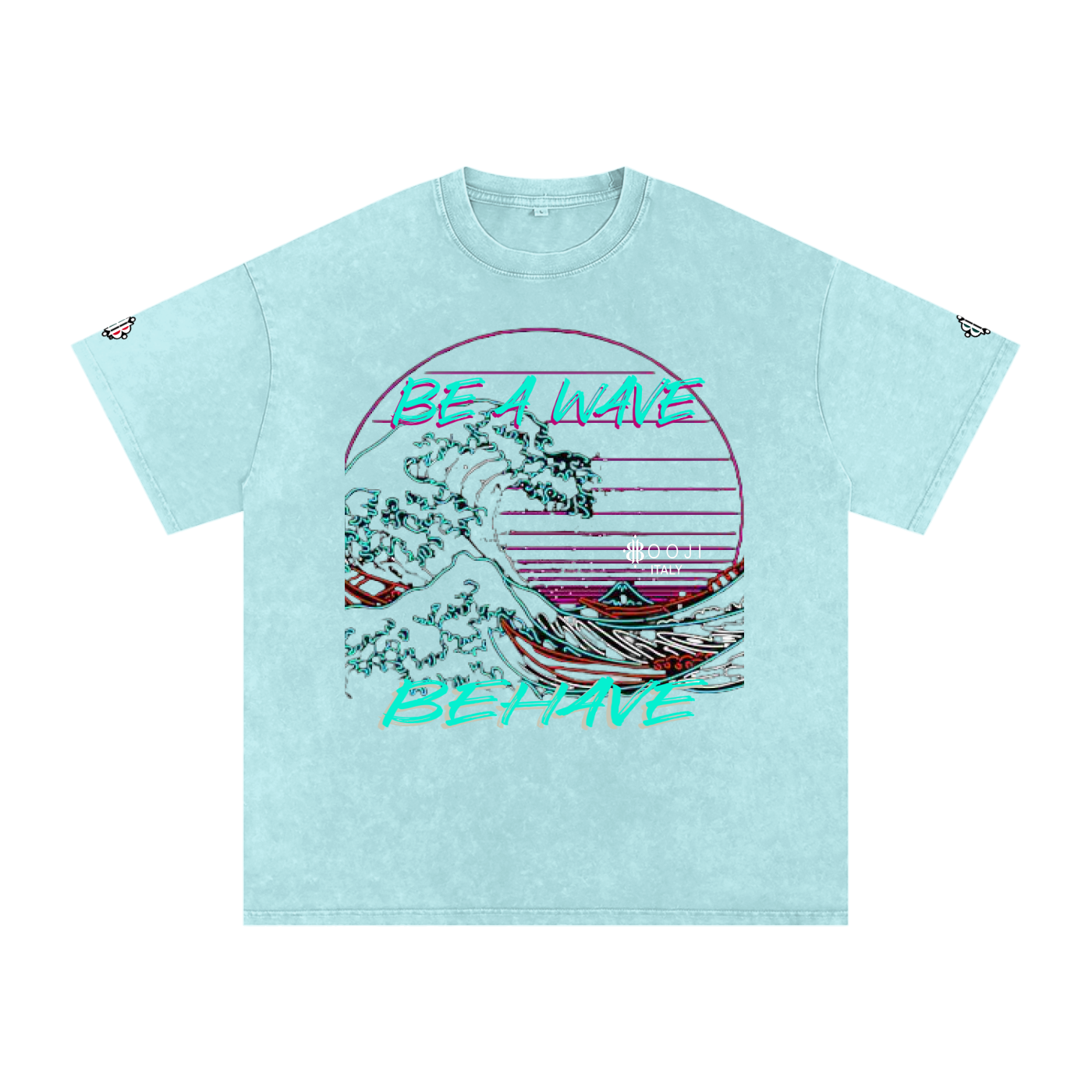 BOOJI ITALY "BE A WAVE, BEHAVE." SNOW WASHED T-SHIRT