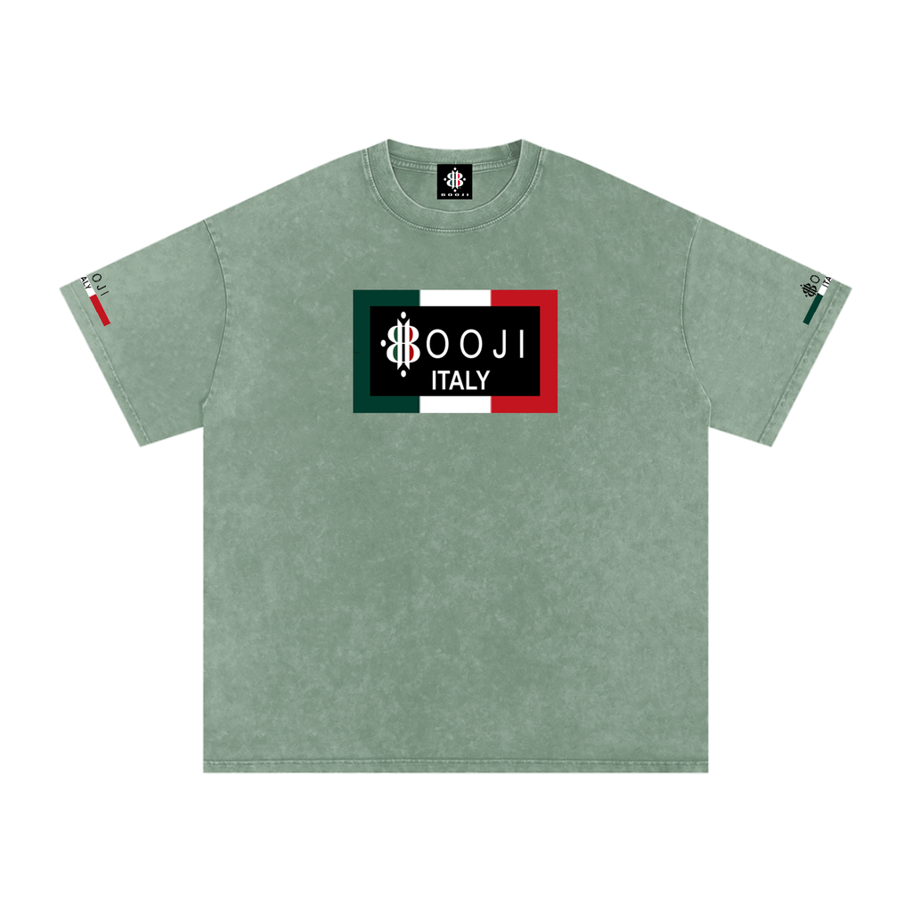 BOOJI ITALY ITALIAN FLAG 4 EVER $ LOGO SNOW WASHED T-SHIRT