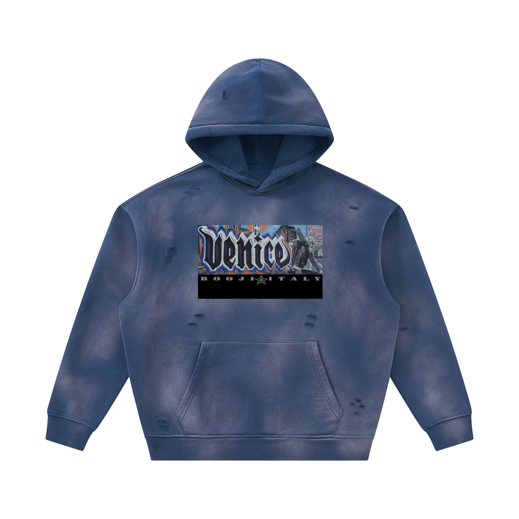 BOOJI ITALY SK8R'S COLLECTION SUNFADED DISTRESSED FLEECE HOODIE