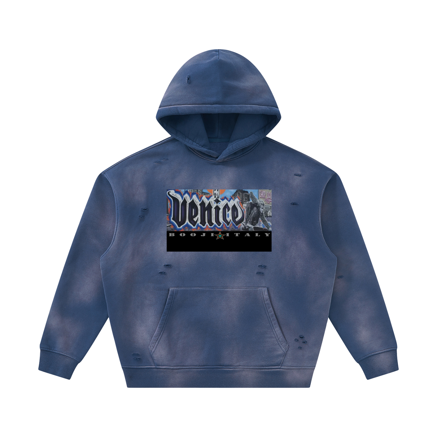 BOOJI ITALY SK8R'S COLLECTION SUNFADED DISTRESSED FLEECE HOODIE