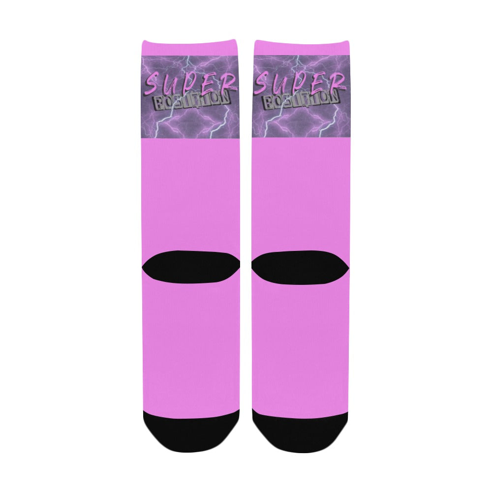 BOOJI ITALY SUPER POSITION COLLECTION WOMEN'S PINK CREW SOCKS Women's Custom Socks