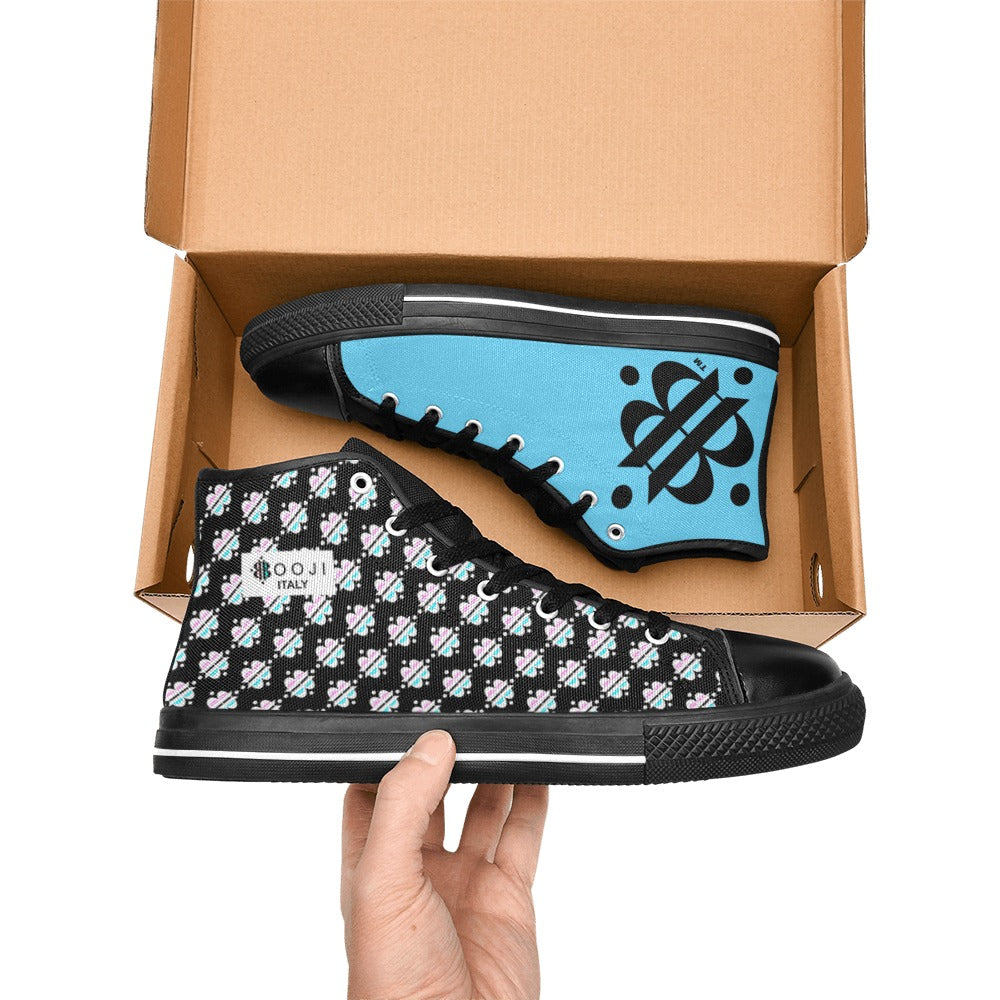 BOOJI INVERTED LOGO FLAG BLACK Men's High Top Canvas Shoes (Model 017)