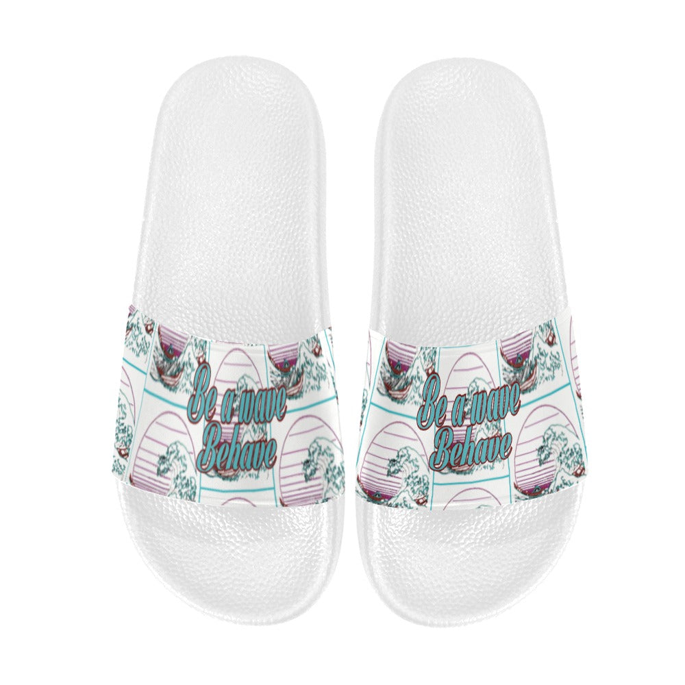 BOOJI ITALY BE A WAVE BEHAVE COLLECTION MEN'S WHITE SOLE SLIDES