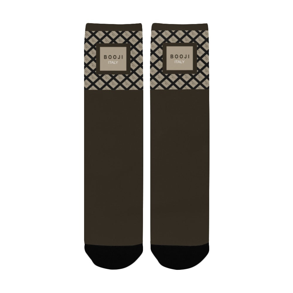 BOOJI ITALY GRAIL'S COLLECTION WOMEN'S DARK BROWN CREW SOCKS Women's Custom Socks