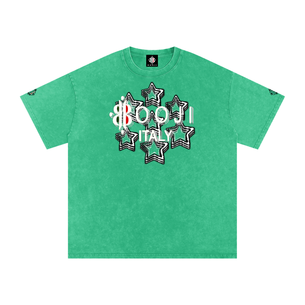 BOOJI ITALY 7 STARS 4 EVER $ LOGO SNOW WASHED T-SHIRT