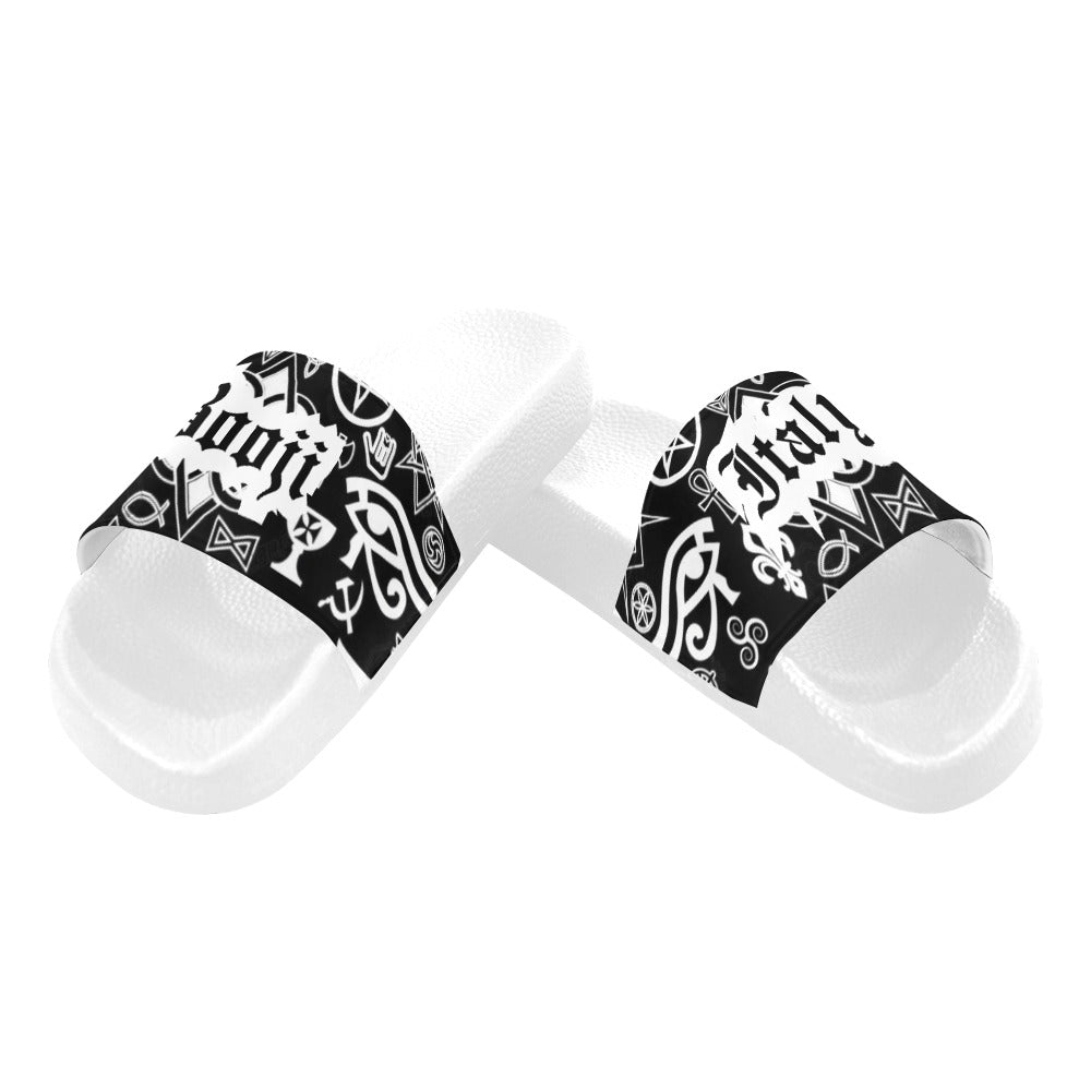 BOOJI ITALY SYMBOLS COLLECTION BLACK MEN'S WHITE SOLE SLIDES