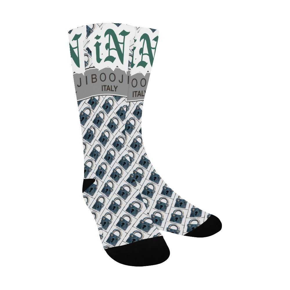 BOOJI ITALY LOCK IN MEN'S WHITE TUBE SOCKS DEEP GREEN
