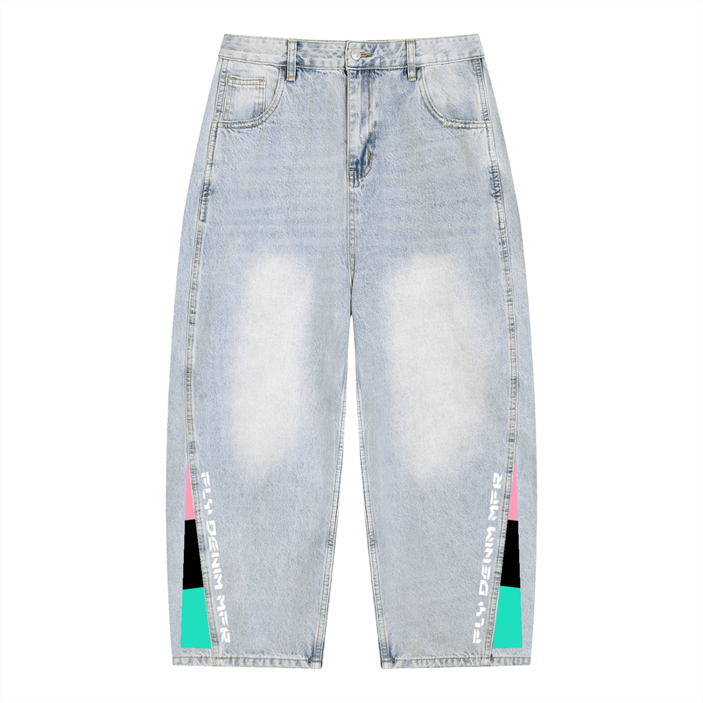 BOOJI ITALY FLY DENIM MFR COLLECTION ITALIAN FLAG INVERTED SUNFADED BARREL JEANS