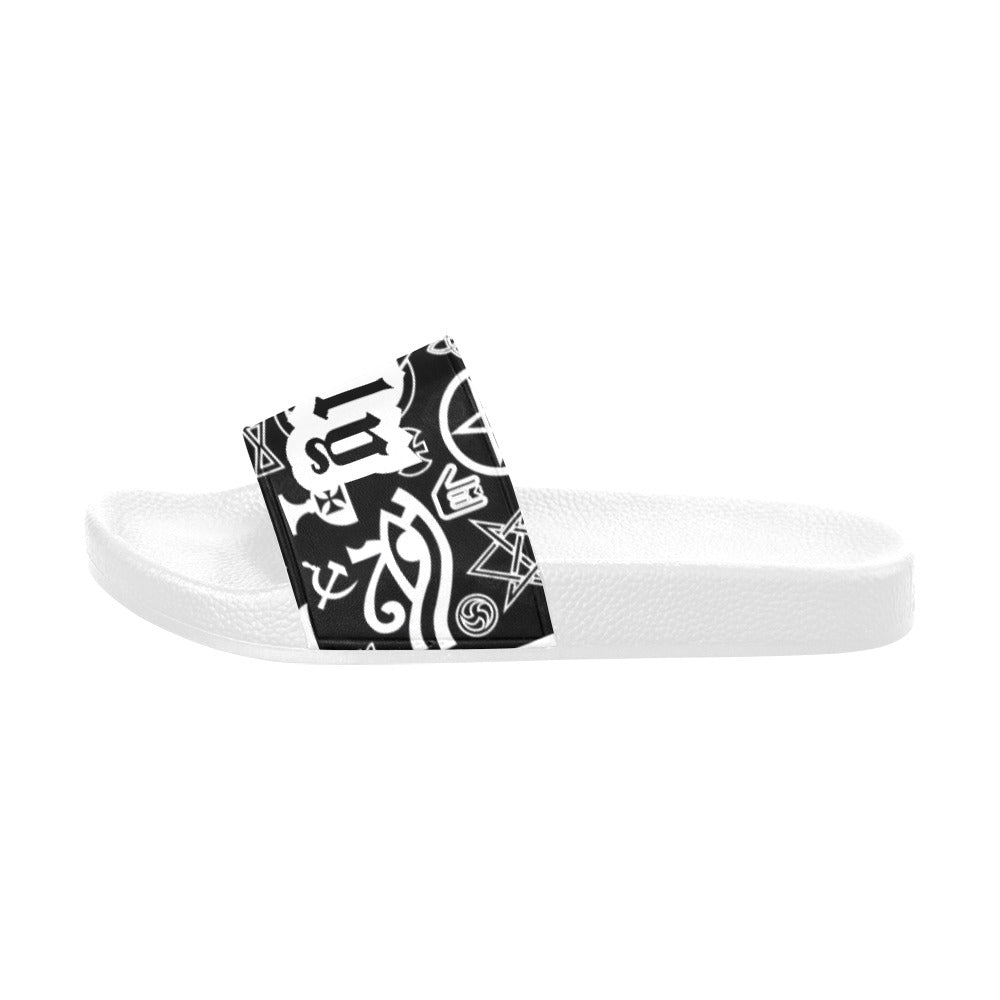 BOOJI ITALY SYMBOLS COLLECTION BLACK WOMEN'S WHITE SOLE SLIDES