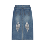 BOOJI ITALY FLY DENIM MFR. COLLECTION WOMEN'S VINTAGE WASH LONG DENIM SKIRT