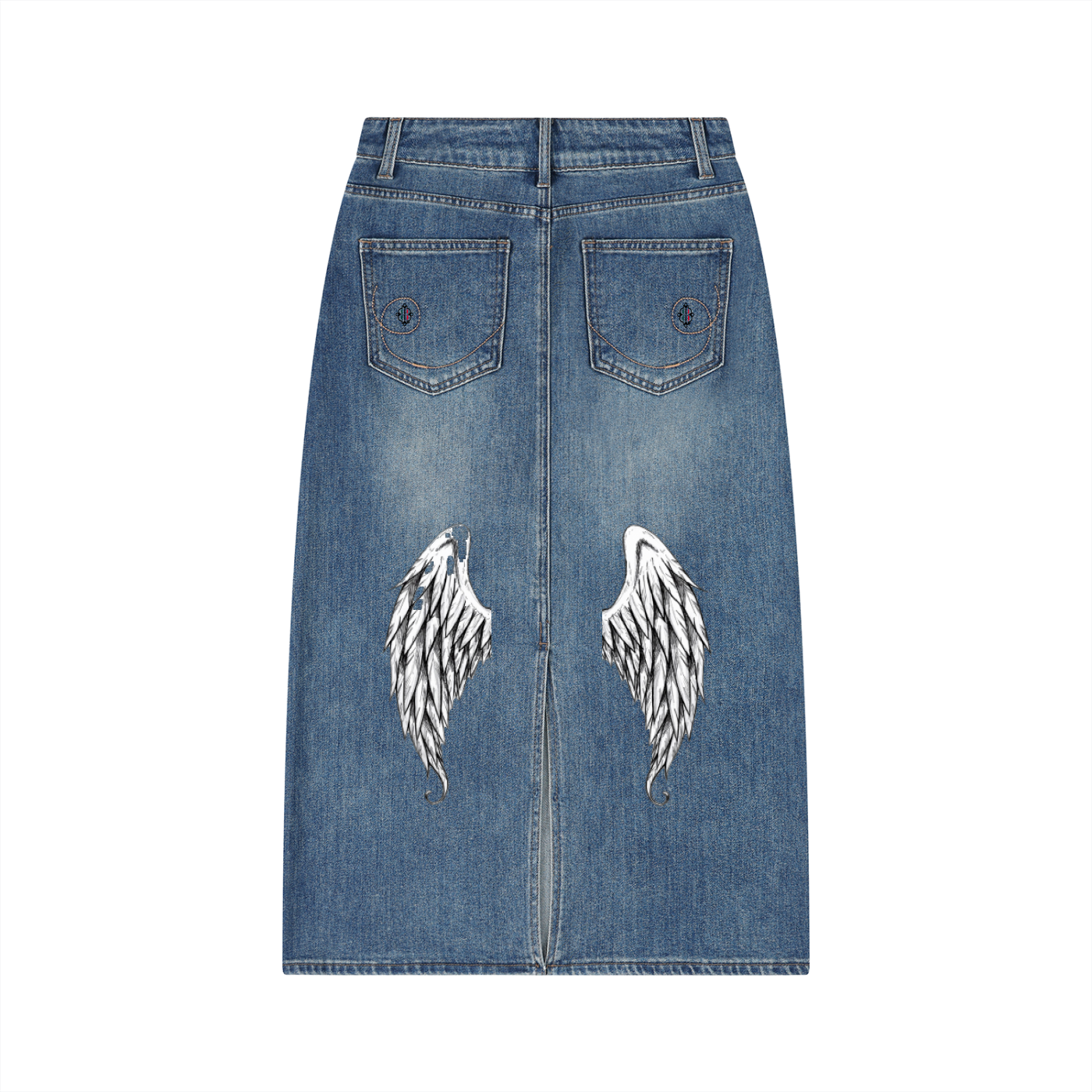 BOOJI ITALY FLY DENIM MFR. WOMEN'S VINTAGE WASH LONG SKIRT