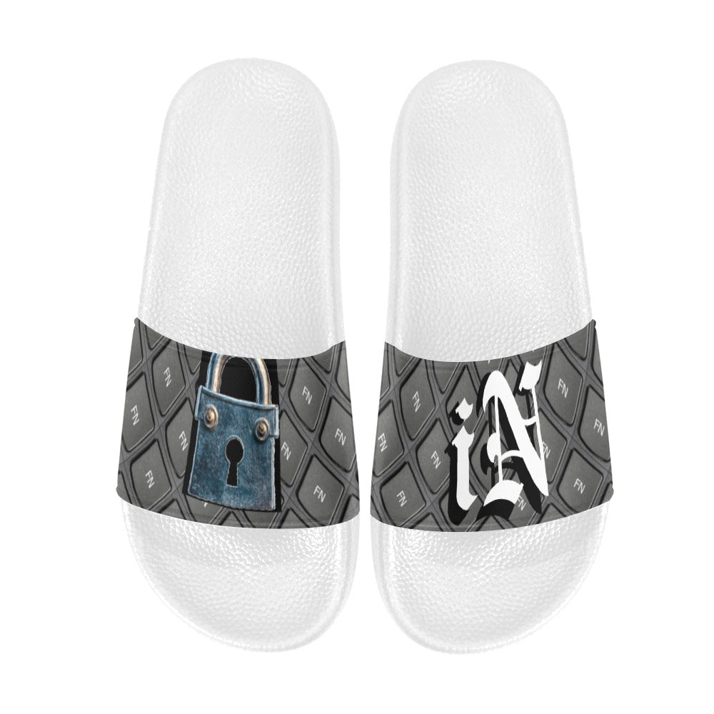 BOOJI ITALY LOCK IN COLLECTION MEN'S WHITE SOLE SLIDES