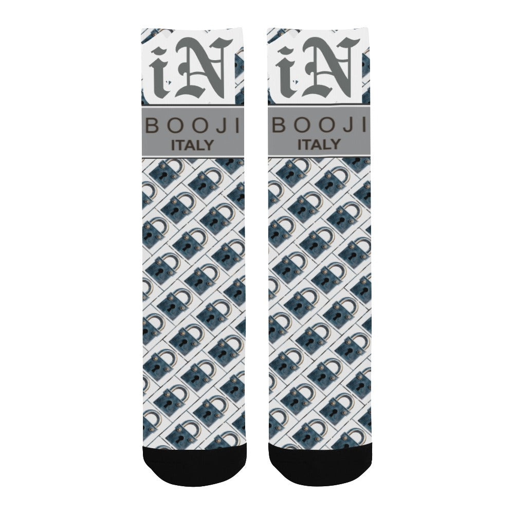 BOOJI ITALY LOCK IN MEN'S WHITE TUBE SOCKS GANGSTER GREY