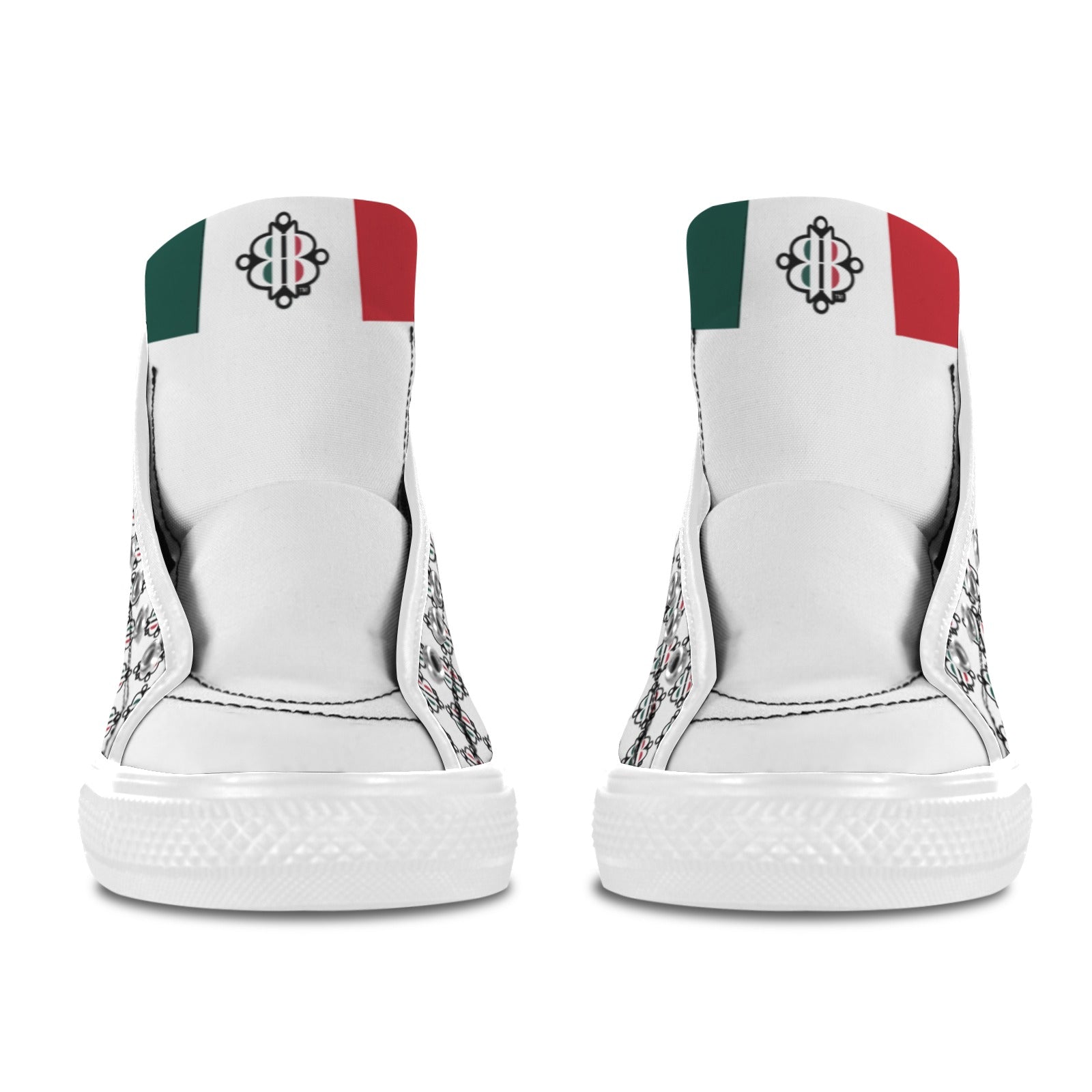 BOOJI LOGO PATTERN WHITE Vancouver High Top Canvas Men's Shoes (Model1013-1)