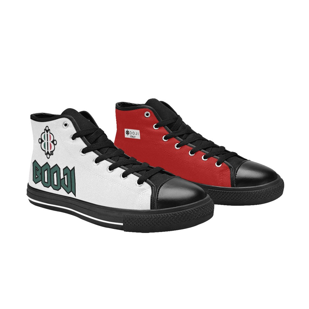 BOOJI LOGO ITALIAN FLAG BLACK Men's High Top Canvas Shoes (Model 017)