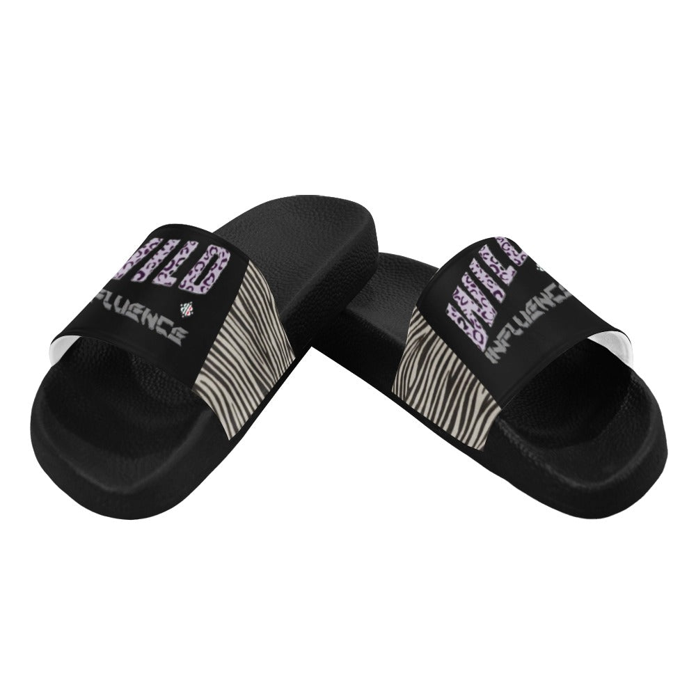 BOOJI ITALY WILD INFLUENCE ZEBRA LOGO MEN'S BLACK SOLE SLIDES