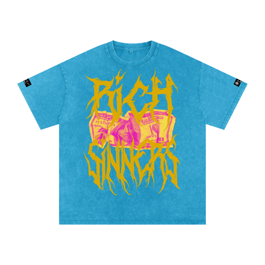 BOOJI ITALY "RICH SINNERS-REAL IS RARE" SNOW WASHED T-SHIRT