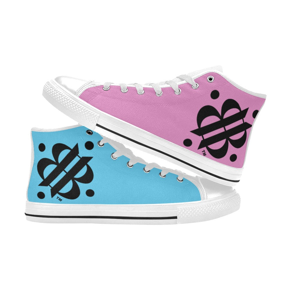 BOOJI INVERTED LOGO FLAG DOUBLE WHITE Men's High Top Canvas Shoes (Model 017)