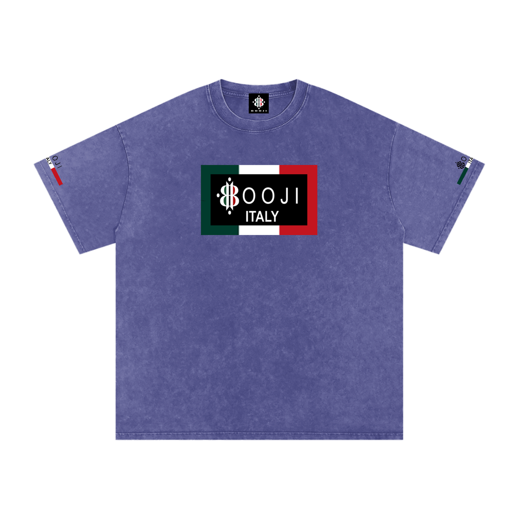 BOOJI ITALY ITALIAN FLAG 4 EVER $ LOGO SNOW WASHED T-SHIRT