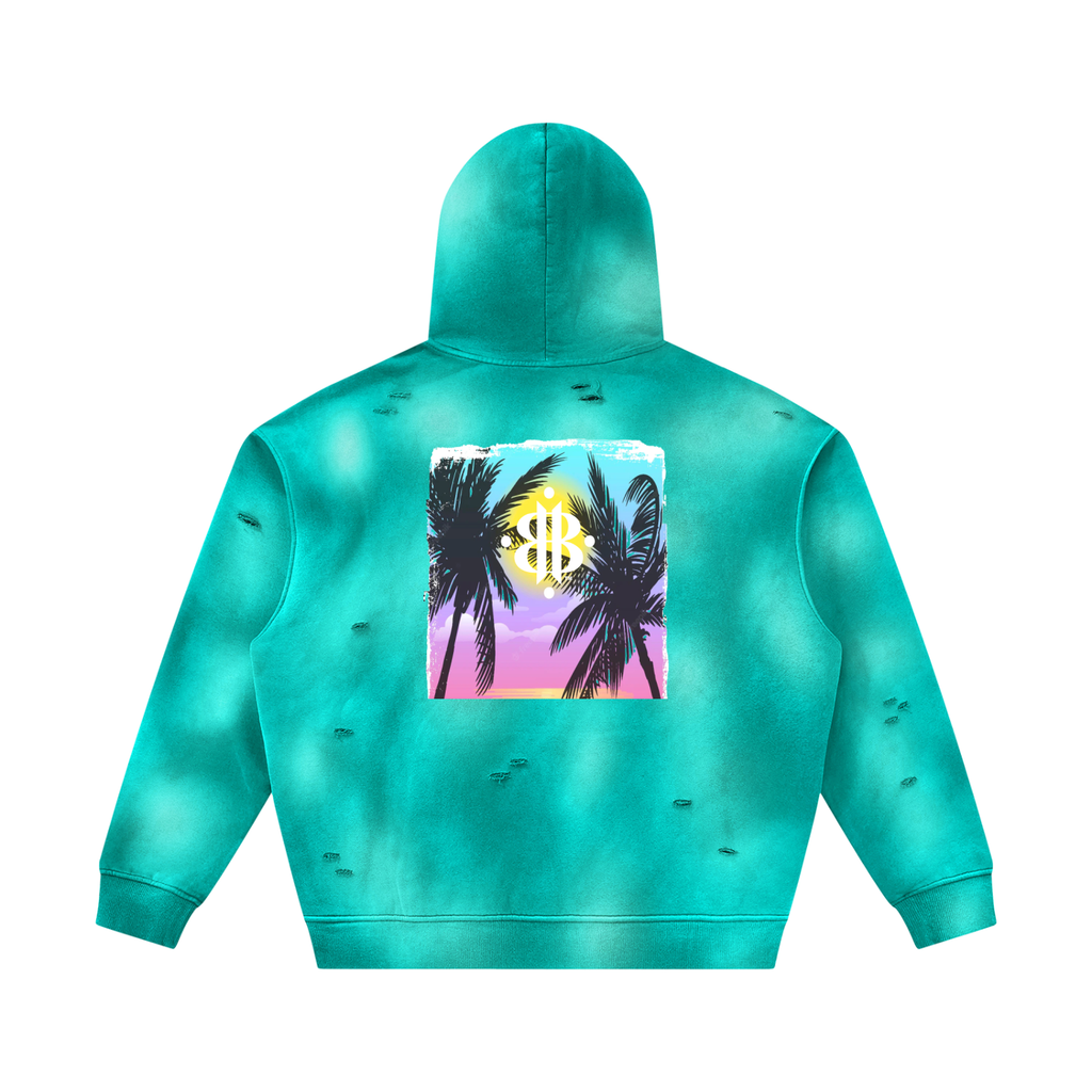 BOOJI ITALY GRAFITTI LOGO SUNFADED FRAYED FLEECE HOODIE